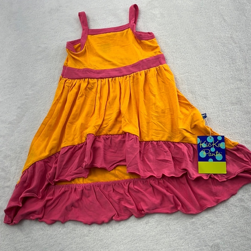 NEW Kickee Pants Bamboo 6-12 Mos Tamarin, Flamingo Orange,Pink Solid Maxi Dress